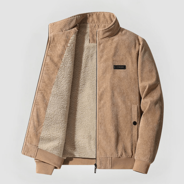 Men’s Corduroy Bomber Jacket – Soft Fleece-Lined Casual Outerwear