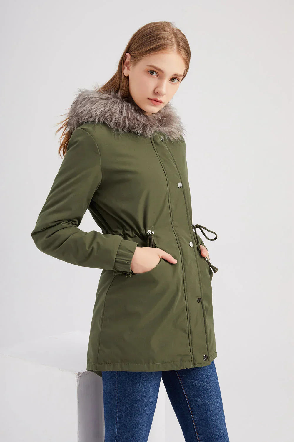 Women’s Faux-Fur Hooded Parka – Warm Casual Winter Jacket