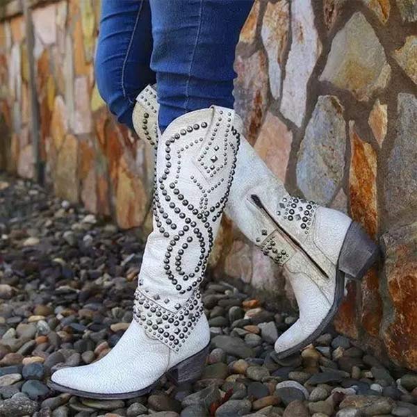 Women’s Knee High Cowboy Boots Studded Western Style