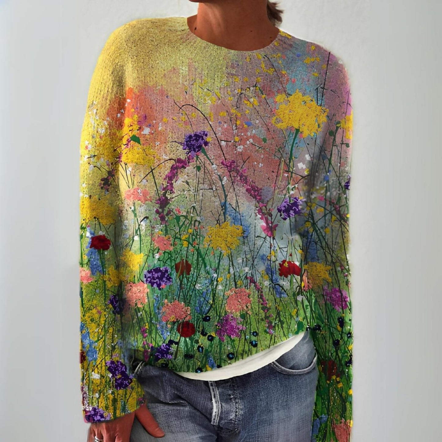 Women’s Floral Print Knit Sweater