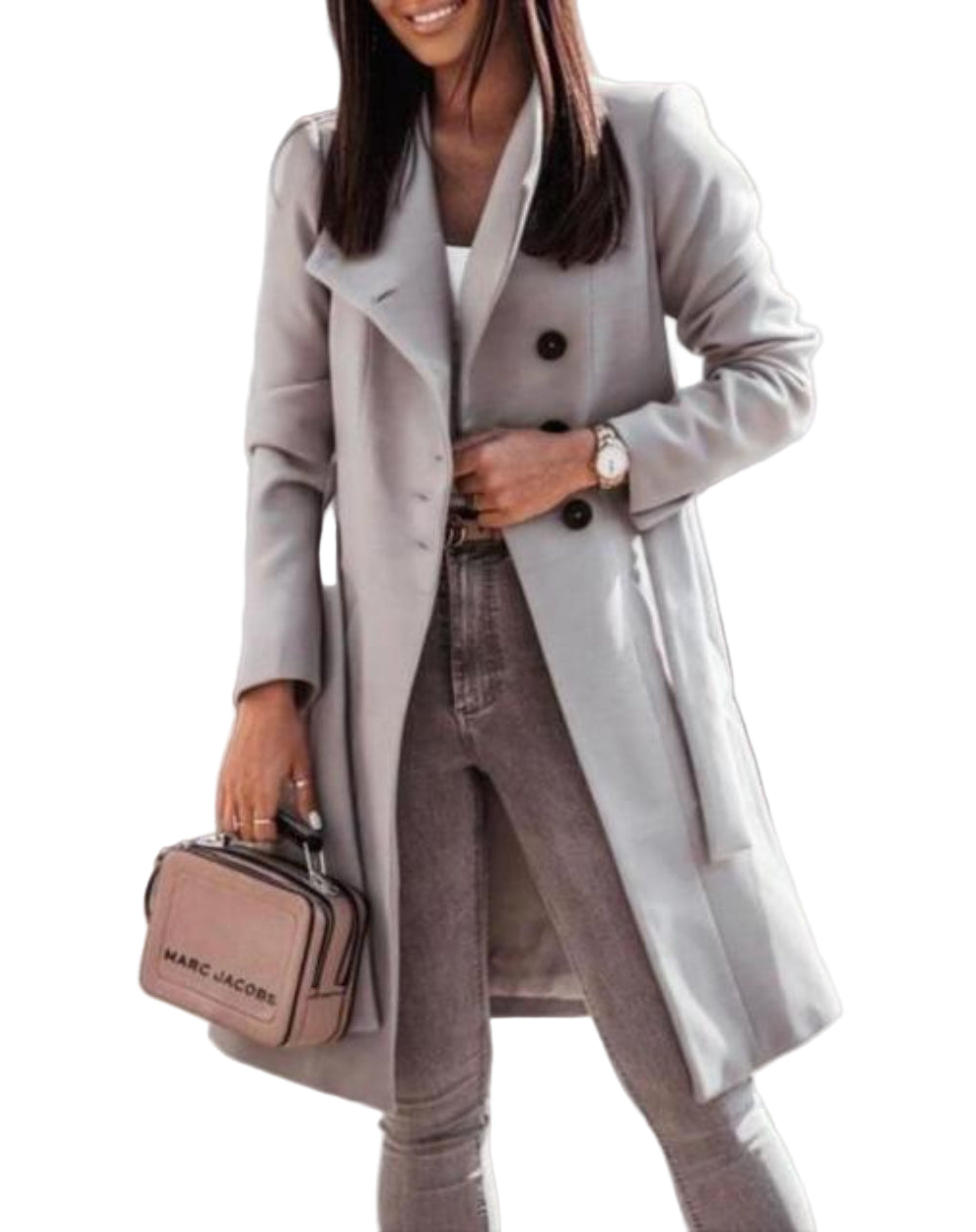 Women’s Button Front Longline Wool Blend Coat