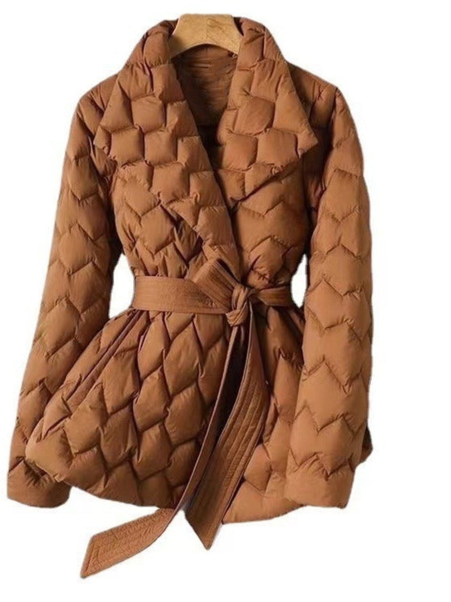 Women’s Quilted Belted Winter Puffer Jacket