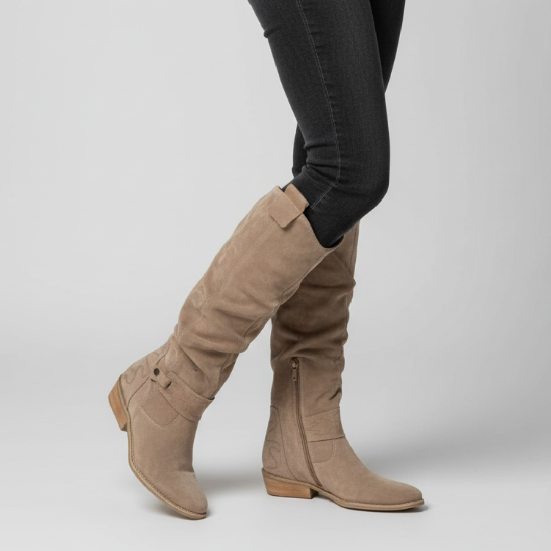 Women Winter Over Knee Boots Suede Flat Heel
