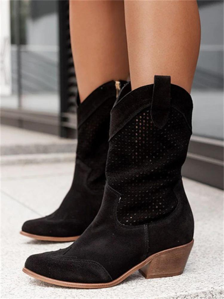 Women Cowboy Boots Mid Calf Western Style