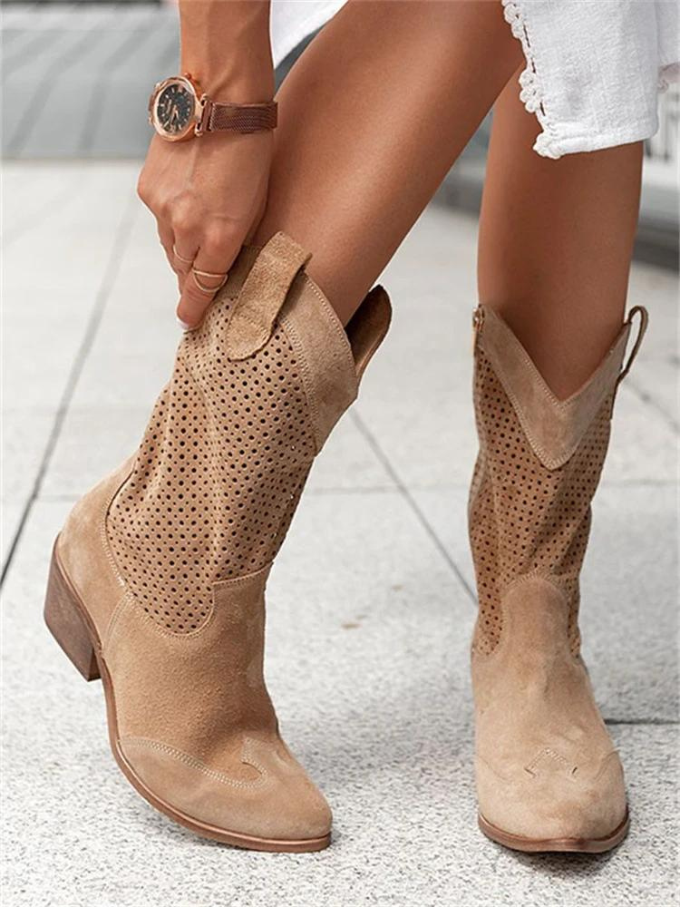 Women Cowboy Boots Mid Calf Western Style