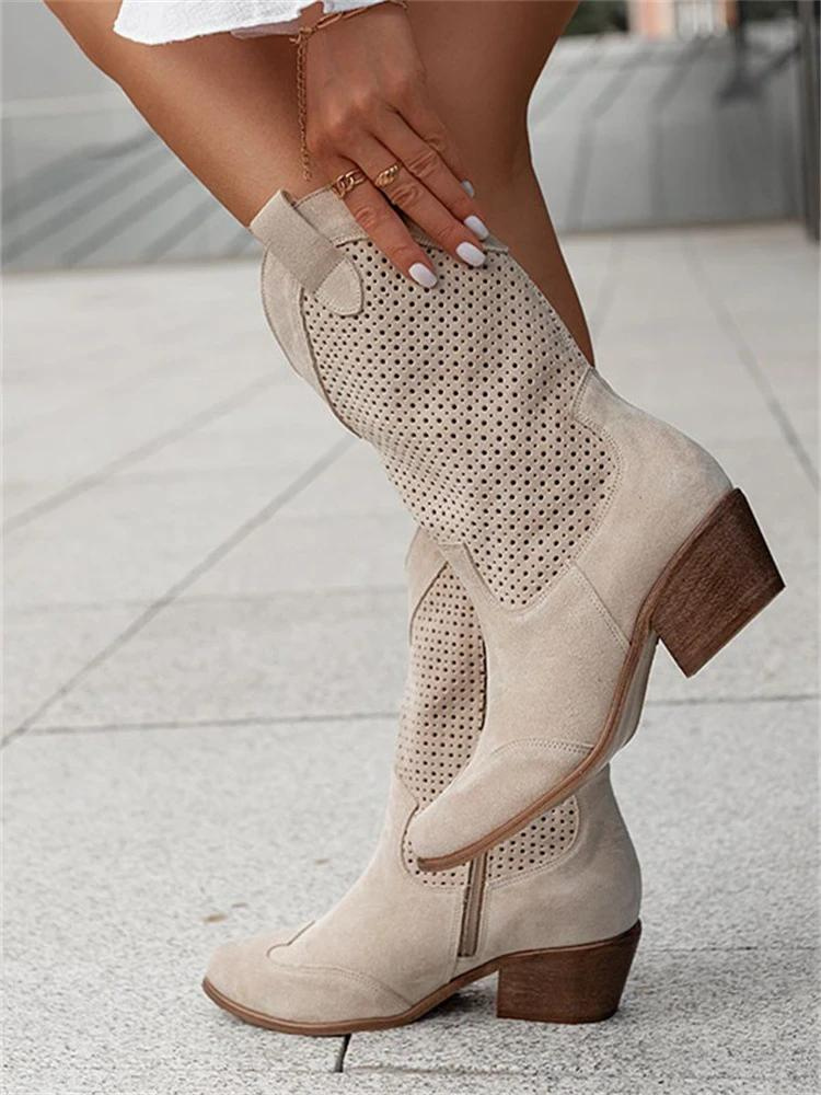 Women Cowboy Boots Mid Calf Western Style