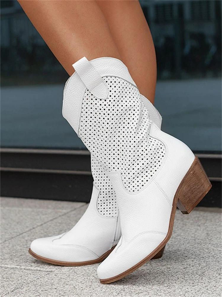 Women Cowboy Boots Mid Calf Western Style