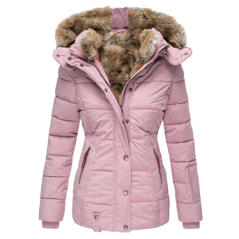 Women’s Winter Hooded Puffer Coat with Faux Fur Lining