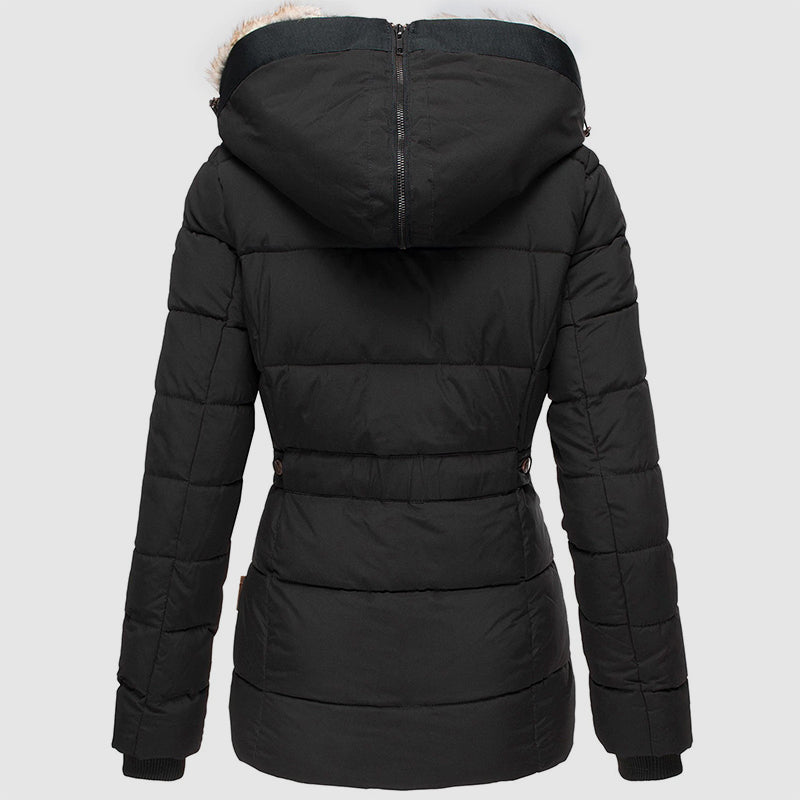 Women’s Winter Hooded Puffer Coat with Faux Fur Lining