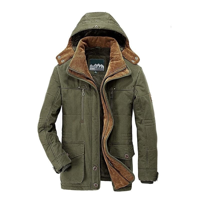 Men’s Winter Parka Jacket – Warm Fleece-Lined Coat with Detachable Hood