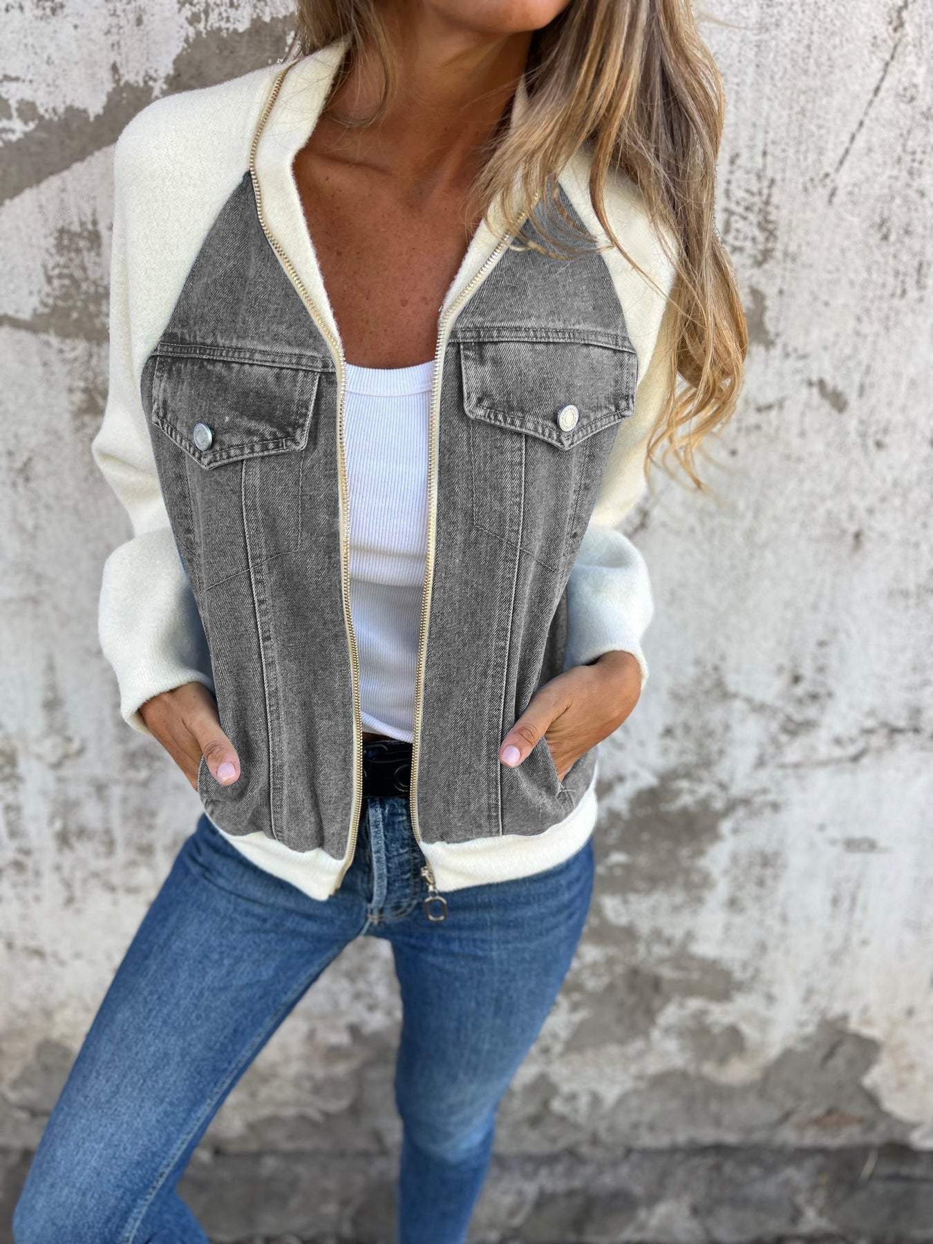 Women’s Denim and Fleece Casual Jacket