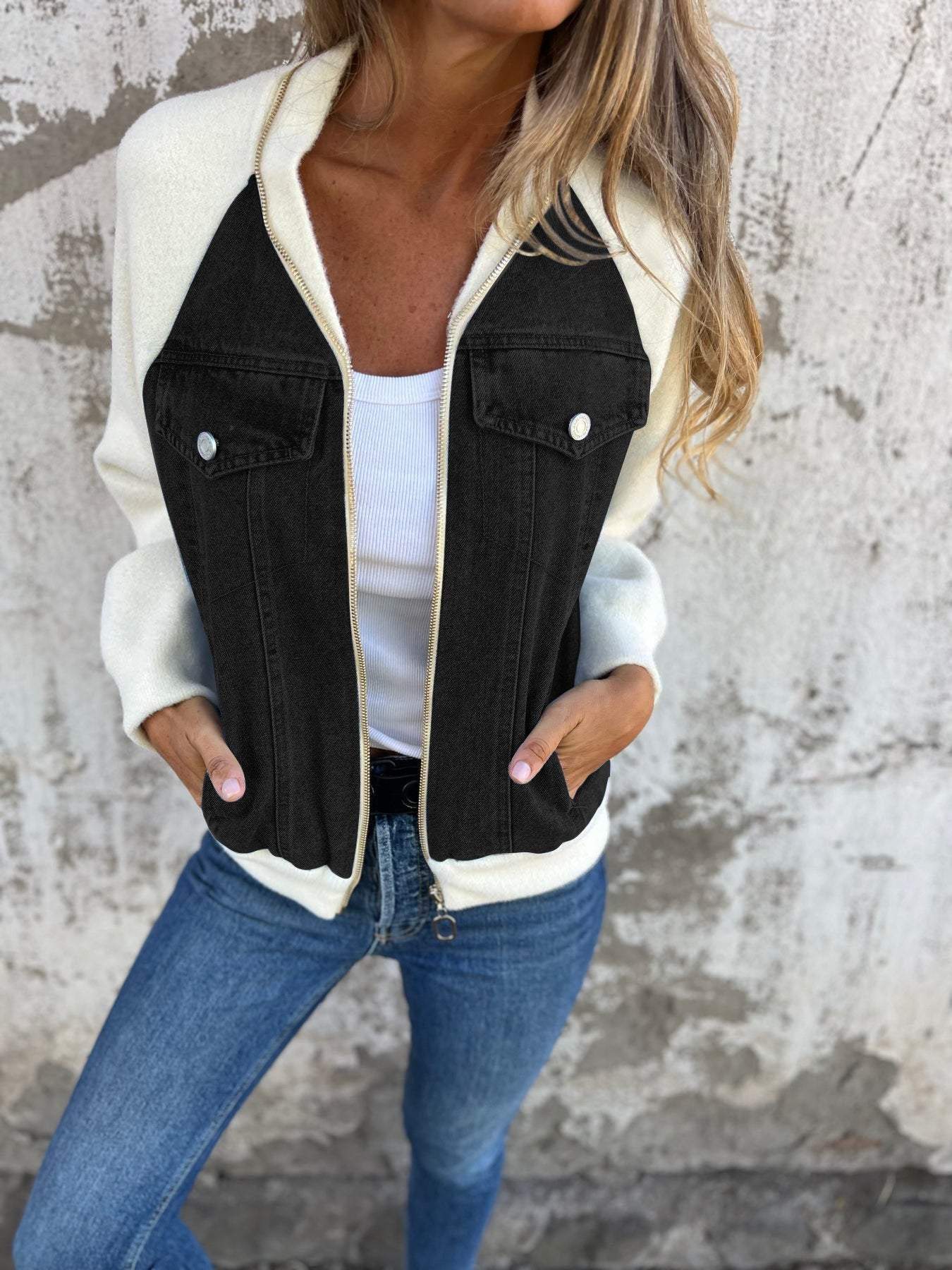 Women’s Denim and Fleece Casual Jacket