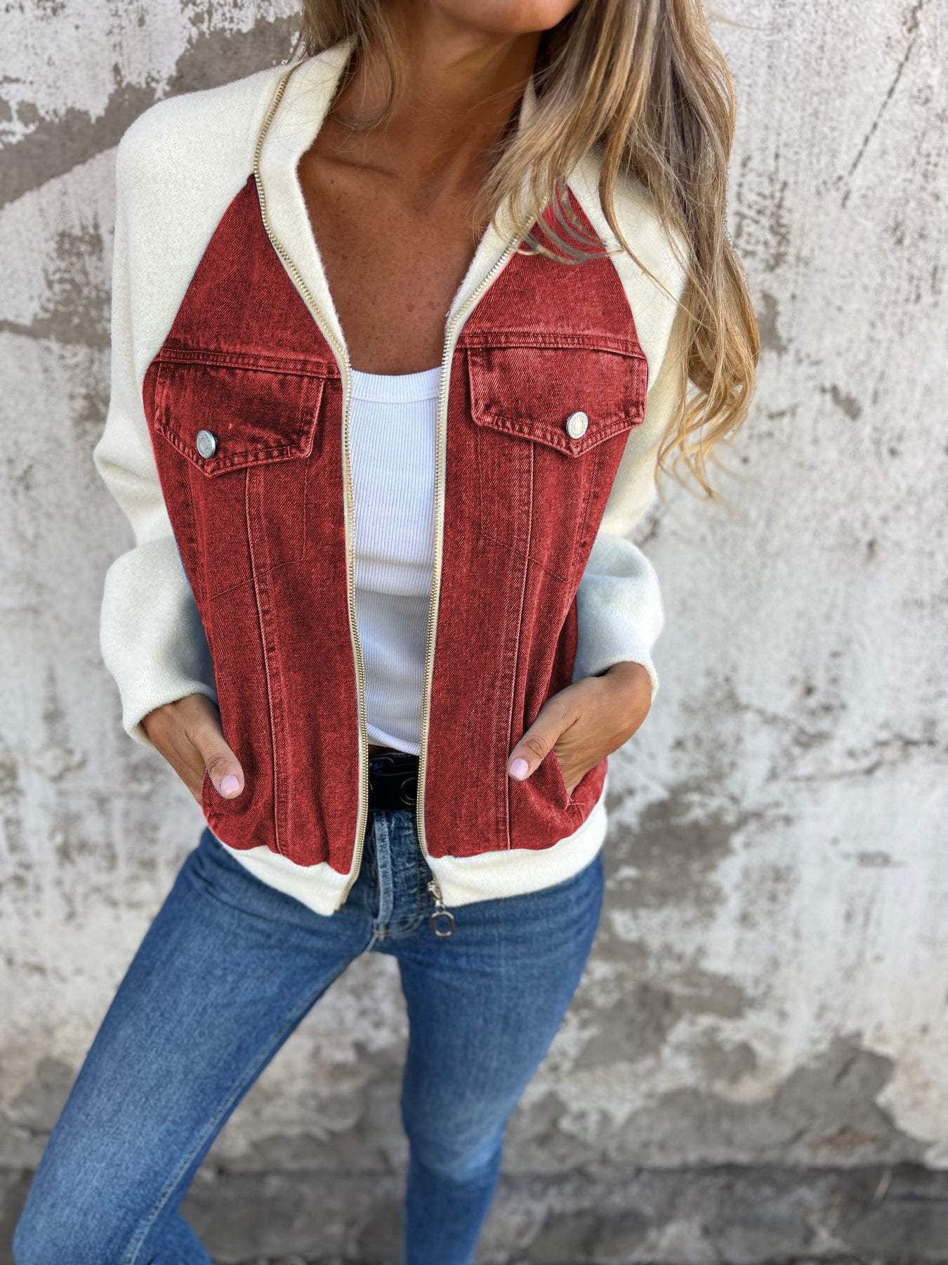 Women’s Denim and Fleece Casual Jacket