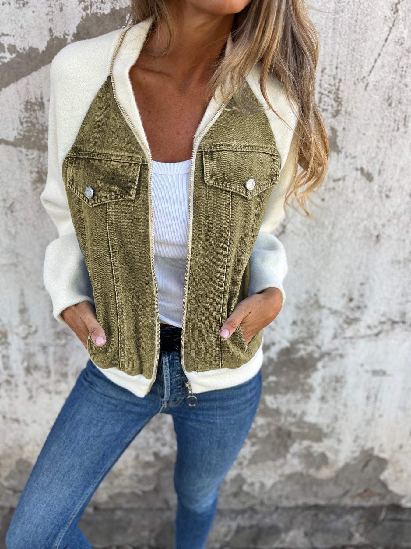 Women’s Denim and Fleece Casual Jacket