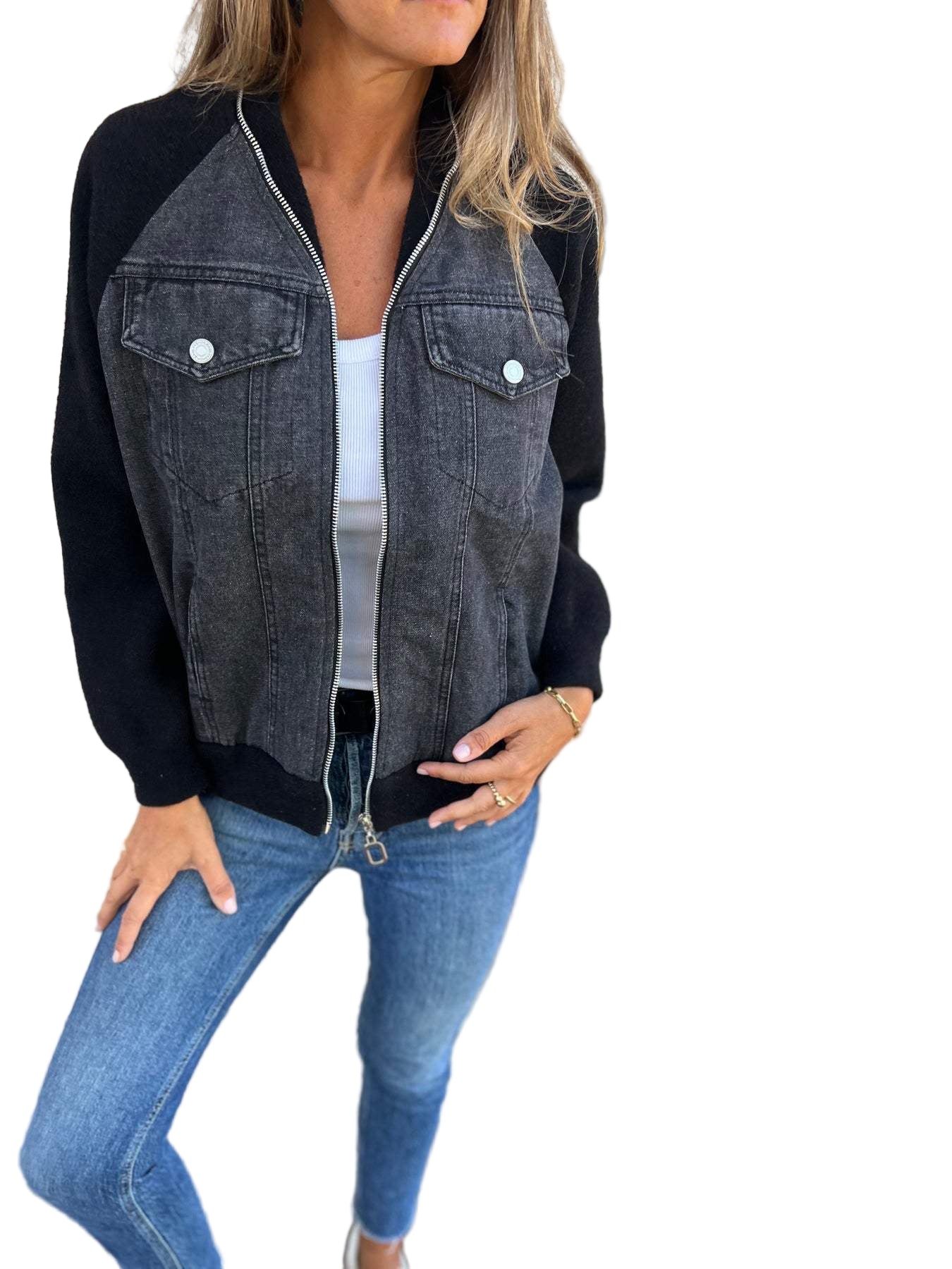 Women’s Denim and Fleece Casual Jacket