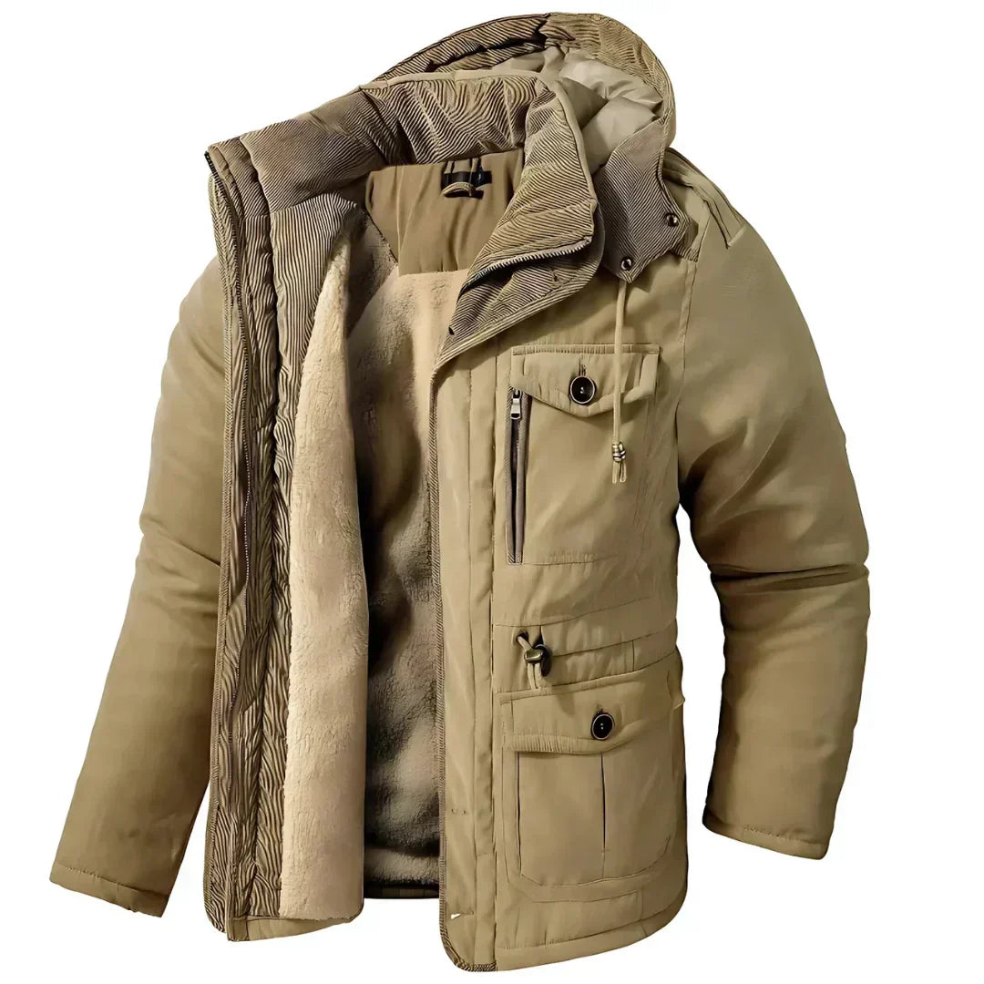 Men’s Hooded Winter Parka – Warm Fleece-Lined Utility Jacket