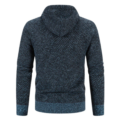 Men’s Fleece Lined Knitted Hooded Jacket – Warm Zip-Up Winter Hoodie