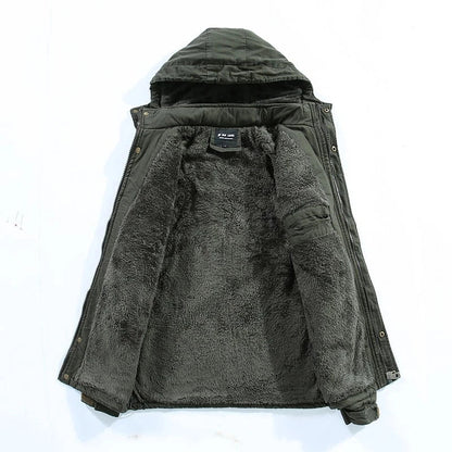 Men’s Fleece-Lined Hooded Parka – Warm Winter Jacket with Utility Pockets