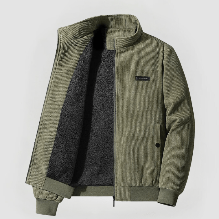 Men’s Corduroy Bomber Jacket – Soft Fleece-Lined Casual Outerwear