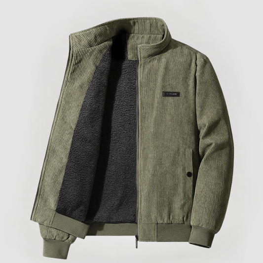 Men’s Corduroy Bomber Jacket – Soft Fleece-Lined Casual Outerwear