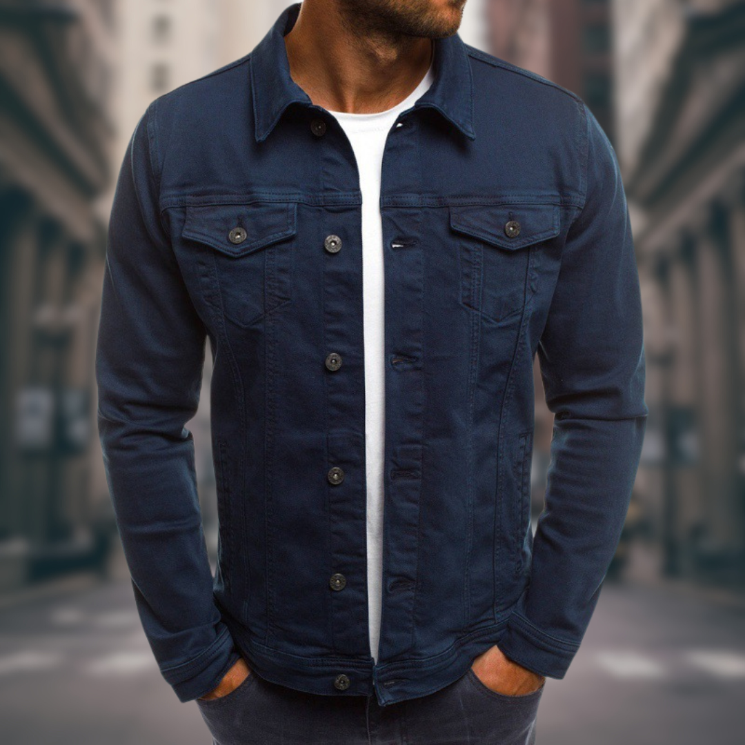 Men’s Olive Denim Jacket – Classic Button-Up Casual Layer