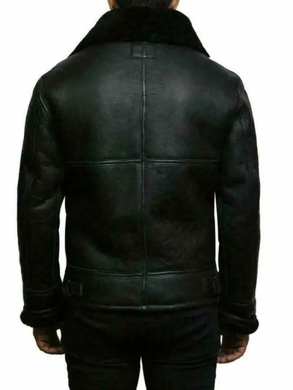Men’s Shearling Aviator Jacket – Warm Faux Fur Lined Leather Winter Coat