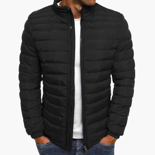 Men’s Lightweight Puffer Jacket – Quilted Zip-Up Design