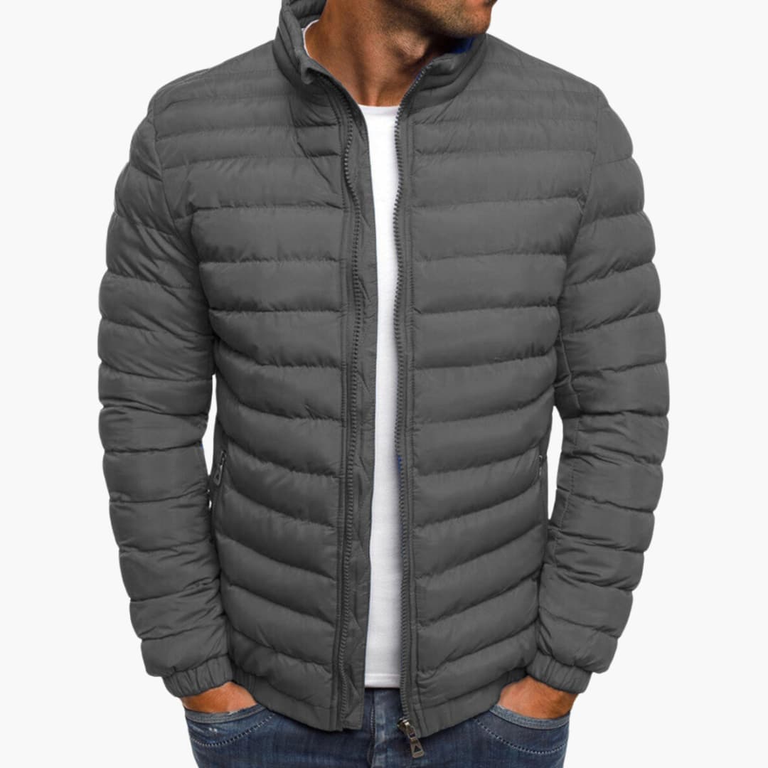 Men’s Lightweight Puffer Jacket – Quilted Zip-Up Design