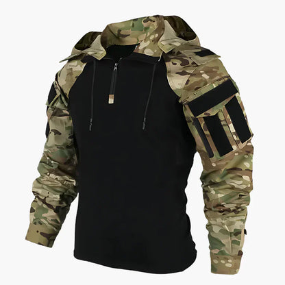 Men’s Tactical Combat Hoodie – Military Style Half Zip Utility Jacket