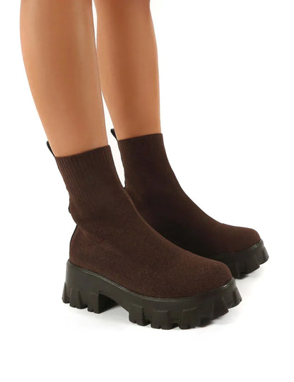 Women’s Sock Ankle Boots – Chunky Sole Platform