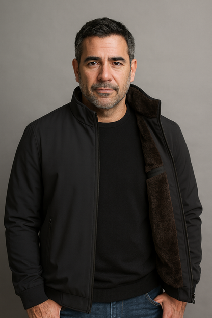 Men’s Warm Fleece Lined Bomber Jacket – Classic Zip-Up Winter Coat