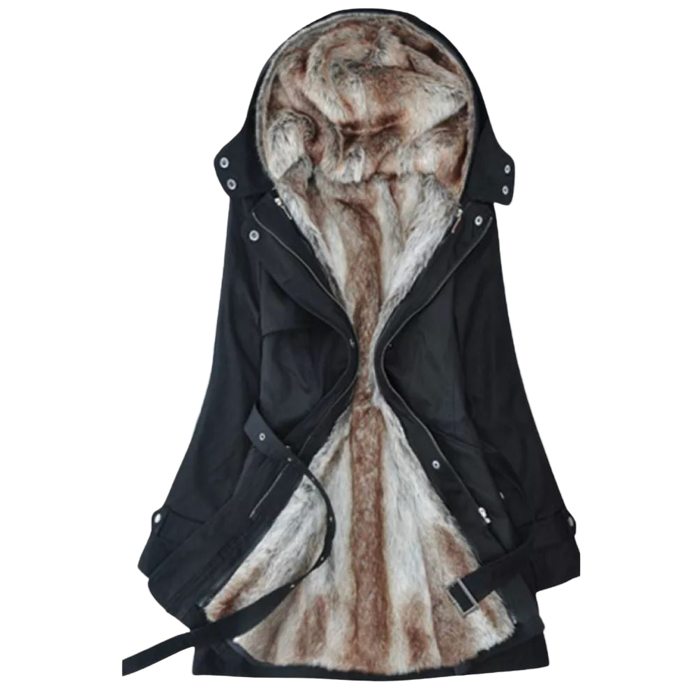 Women’s Long Winter Parka Jacket with Faux Fur Lining