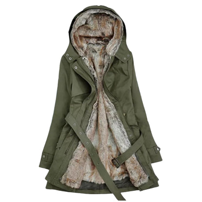 Women’s Long Winter Parka Jacket with Faux Fur Lining