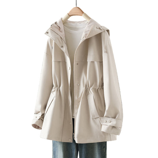 Women’s Hooded Casual Jacket with Adjustable Waist