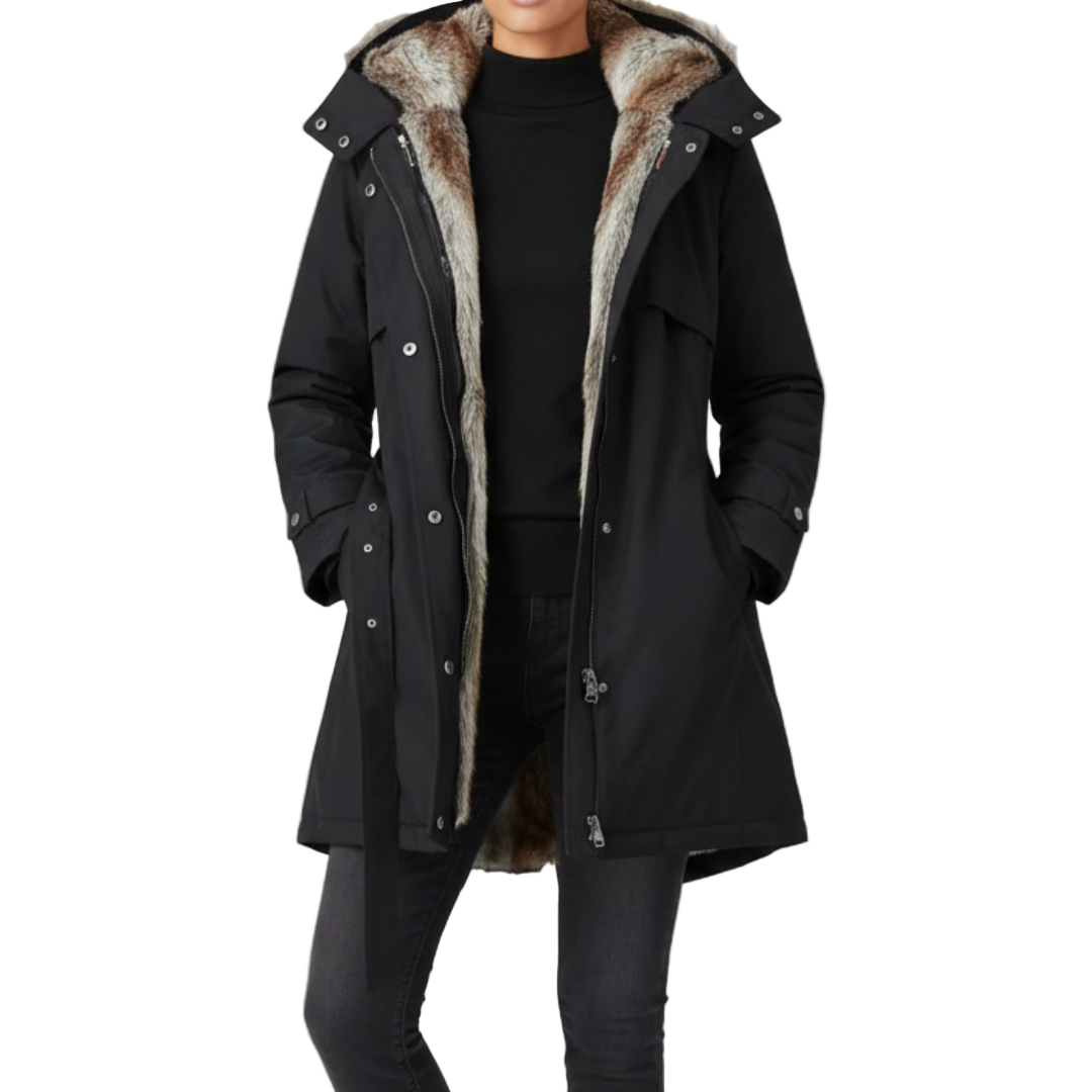 Women’s Long Winter Parka Jacket with Faux Fur Lining