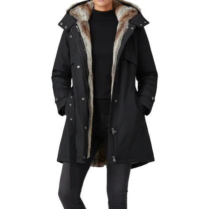 Women’s Long Winter Parka Jacket with Faux Fur Lining