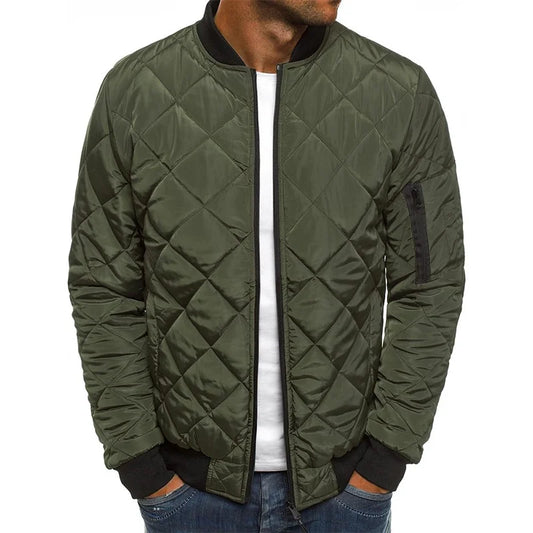 Men’s Quilted Bomber Jacket – Lightweight Casual Outerwear