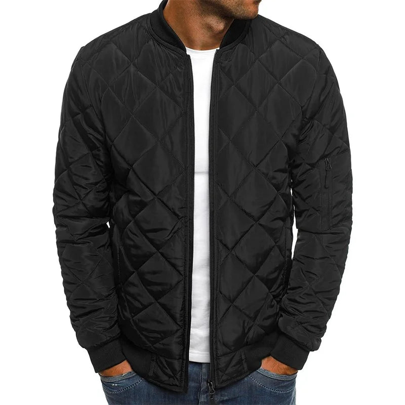 Men’s Quilted Bomber Jacket – Lightweight Casual Outerwear