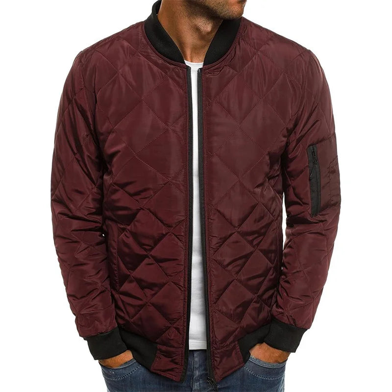 Men’s Quilted Bomber Jacket – Lightweight Casual Outerwear