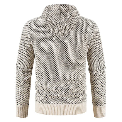 Men’s Knitted Fleece-Lined Zip Hoodie – Warm Winter Cardigan Jacket
