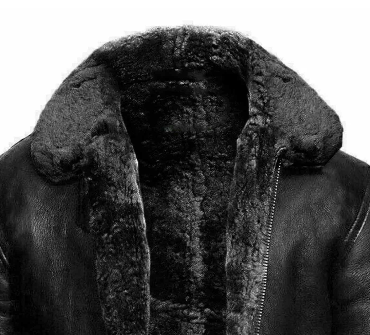 Men’s Shearling Aviator Jacket – Warm Faux Fur Lined Leather Winter Coat
