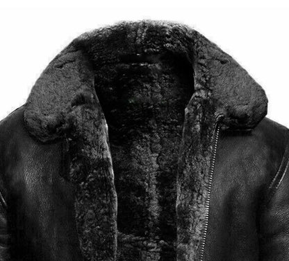 Men’s Shearling Aviator Jacket – Warm Faux Fur Lined Leather Winter Coat