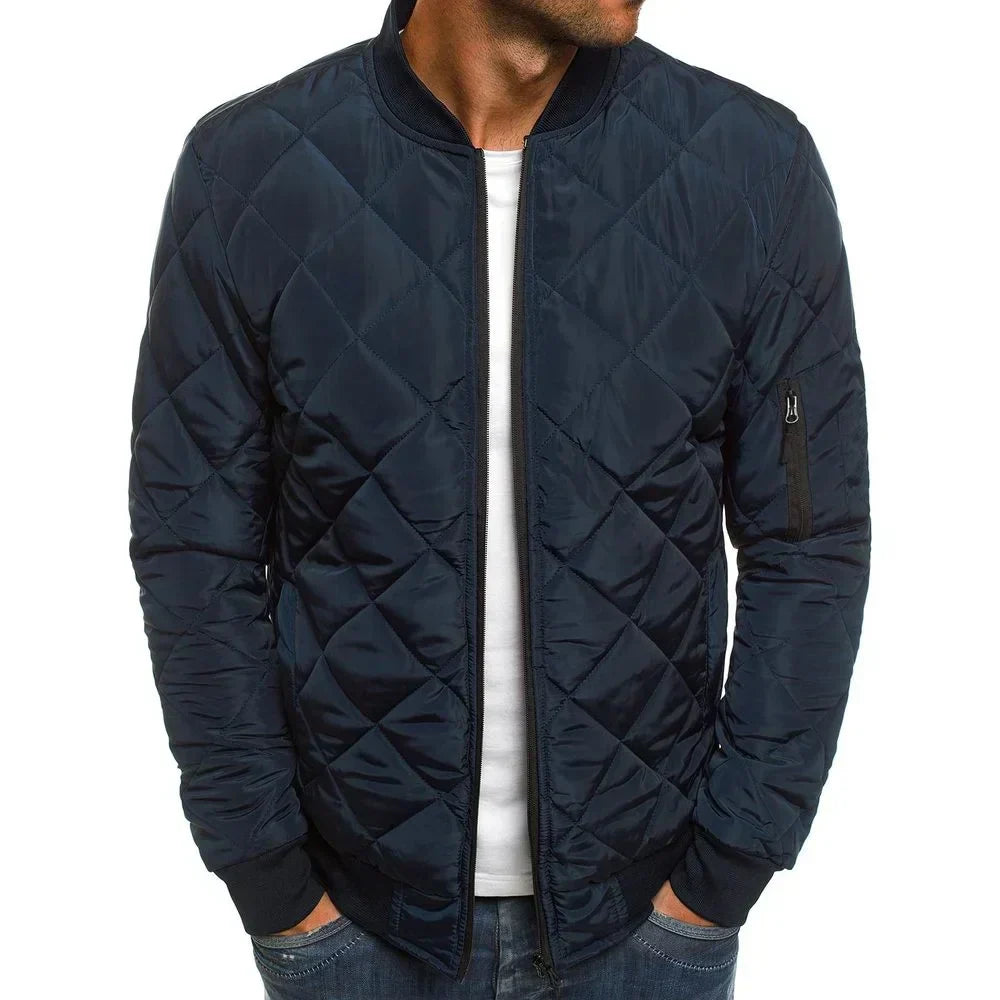 Men’s Quilted Bomber Jacket – Lightweight Casual Outerwear