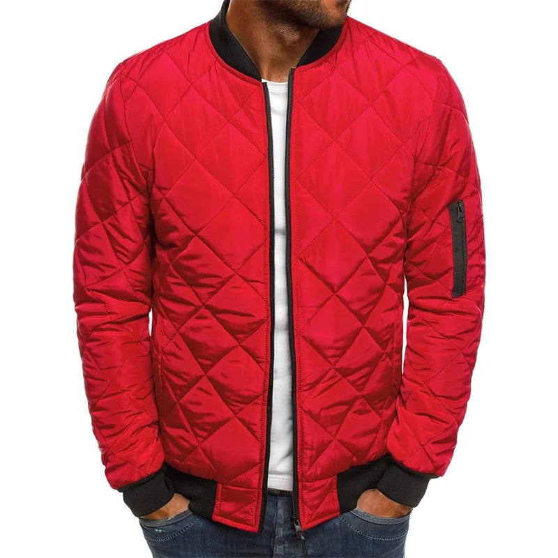 Men’s Quilted Bomber Jacket – Lightweight Casual Outerwear