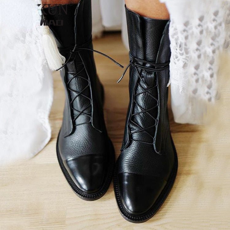 Women’s Leather Lace-Up Combat Boots