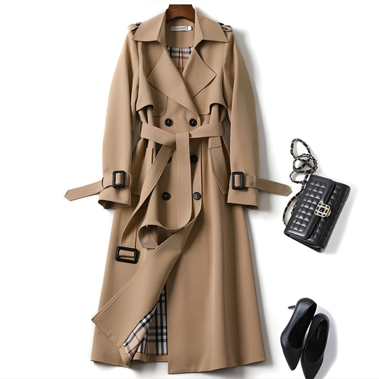 Women’s Double-Breasted Long Trench Coat