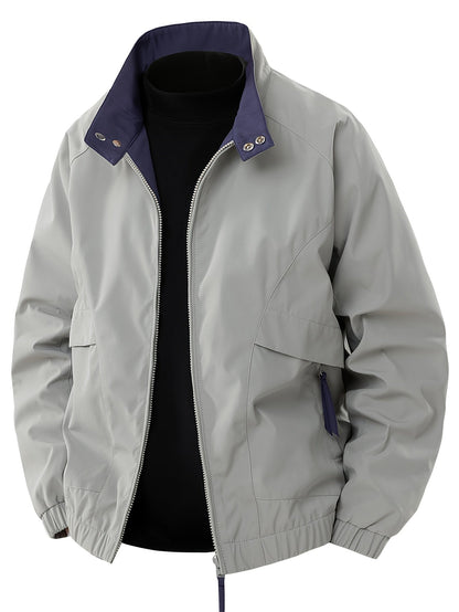 Men’s Two-Tone Lightweight Jacket – Casual Zip-Up Windbreaker