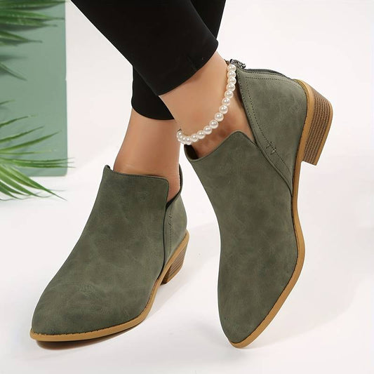 Women’s Slip-On Ankle Boots – Low Block Heel