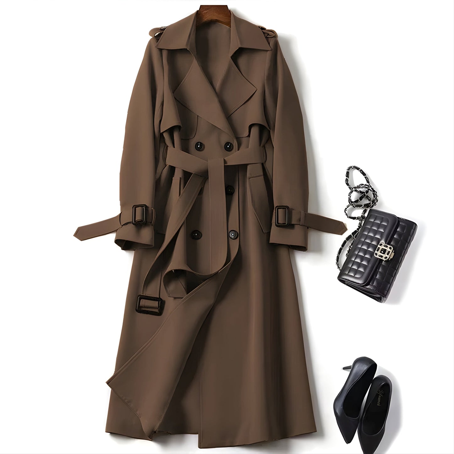 Women’s Double-Breasted Long Trench Coat