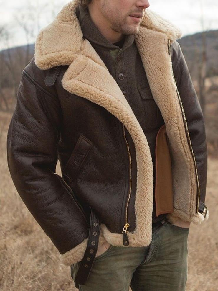 Men’s Shearling Leather Aviator Jacket